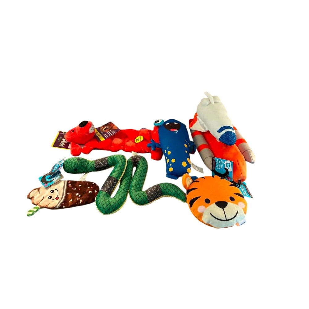 Multipet Play On Plush Dog Toy Bundle Unisex OS Multicolor NEW 6-Piece Set
